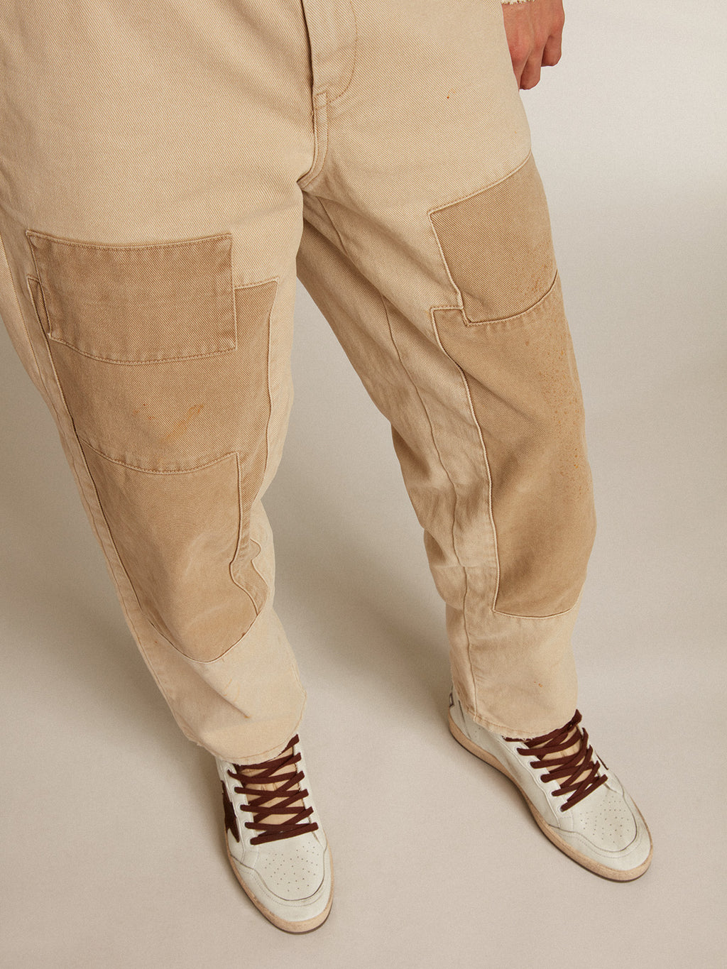 Cotton pants in beige mix| Golden Goose