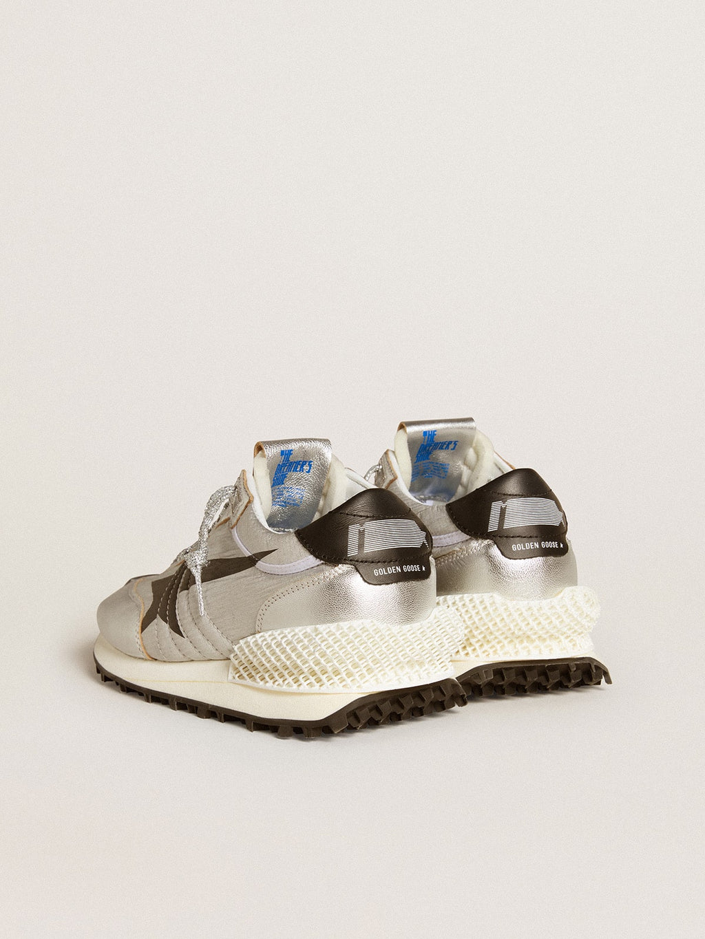 Men's Marathon with silver ripstop nylon upper and black star| Golden Goose