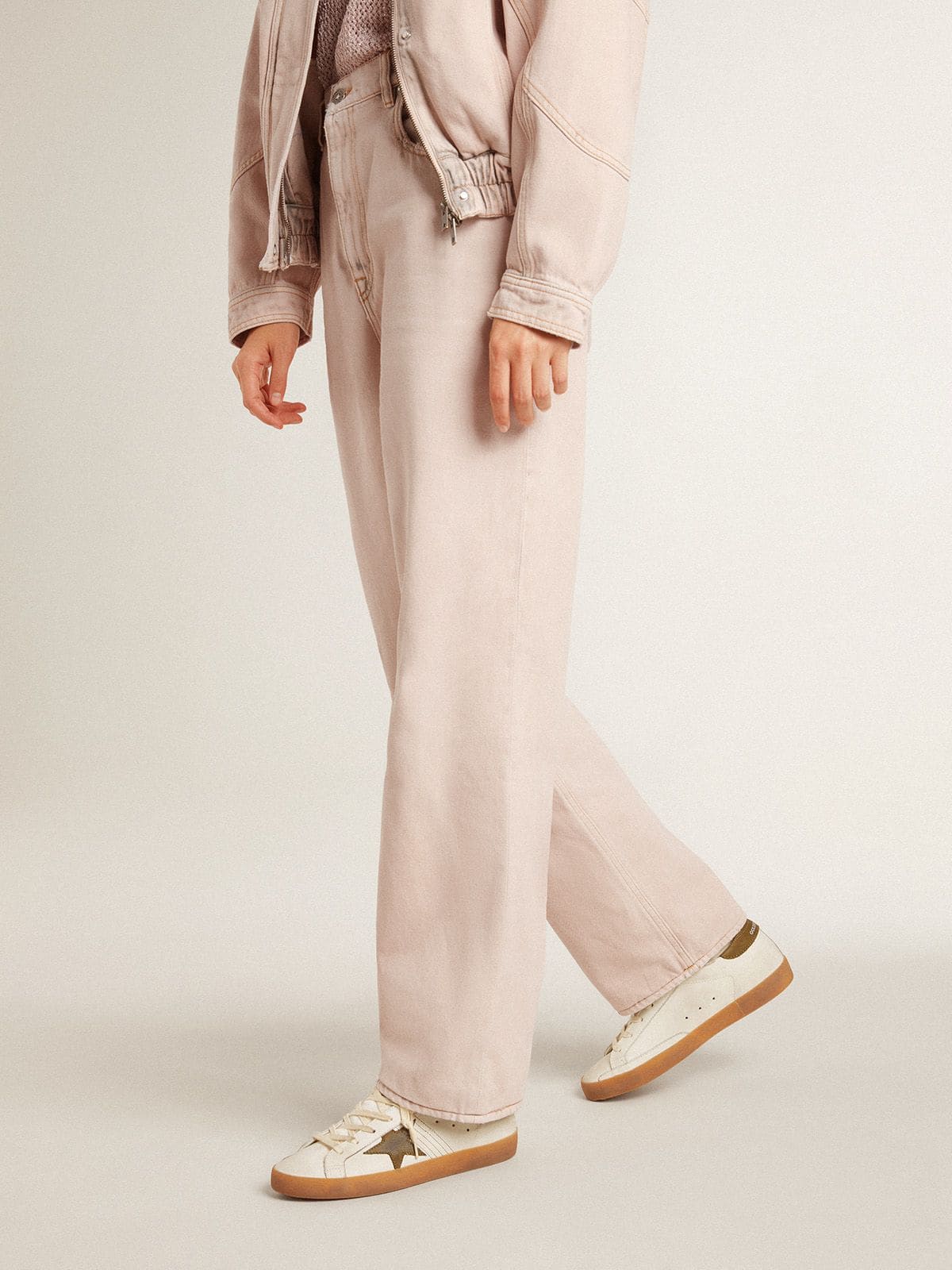 Women's Super-Star LTD with military green nubuck star and heel tab| Golden Goose
