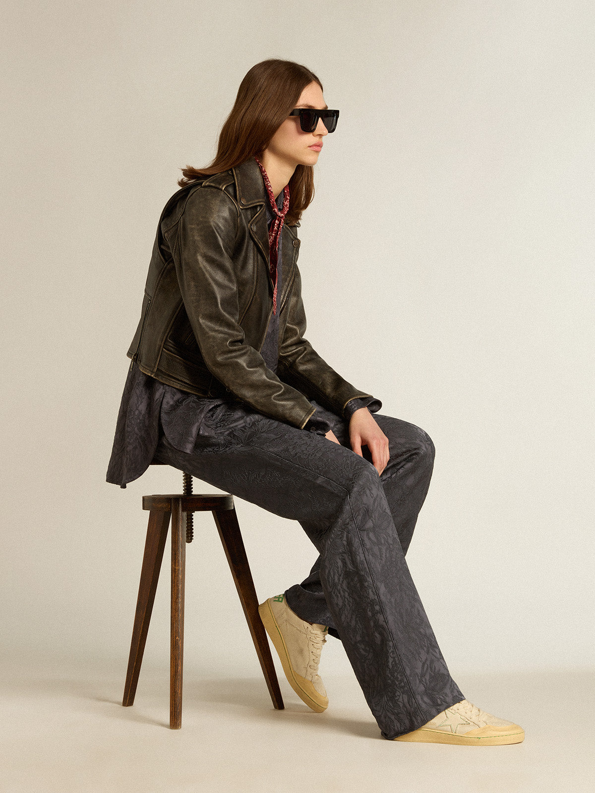 Ball Star with vanilla canvas star and leather heel tab| Golden Goose