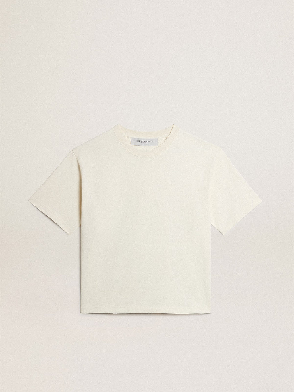 T-shirt in aged white with reverse logo on the back - Jersey Capsule| Golden Goose