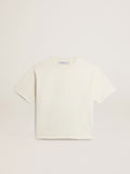 T-shirt in aged white with reverse logo on the back - Jersey Capsule| Golden Goose