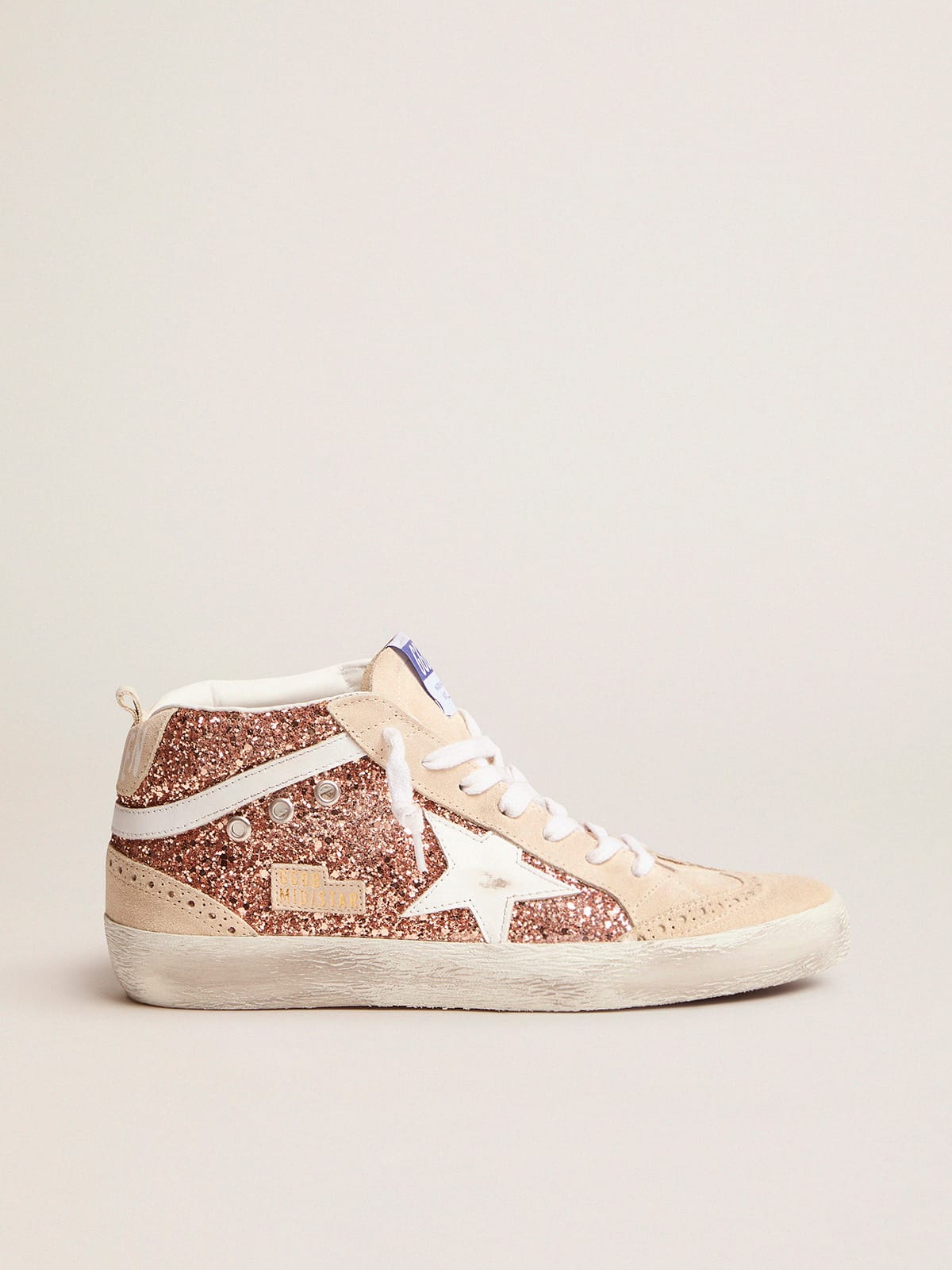 Women's Mid Star with pink glitter| Golden Goose