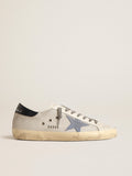 Super-Star in pale silver mesh with light blue suede star| Golden Goose