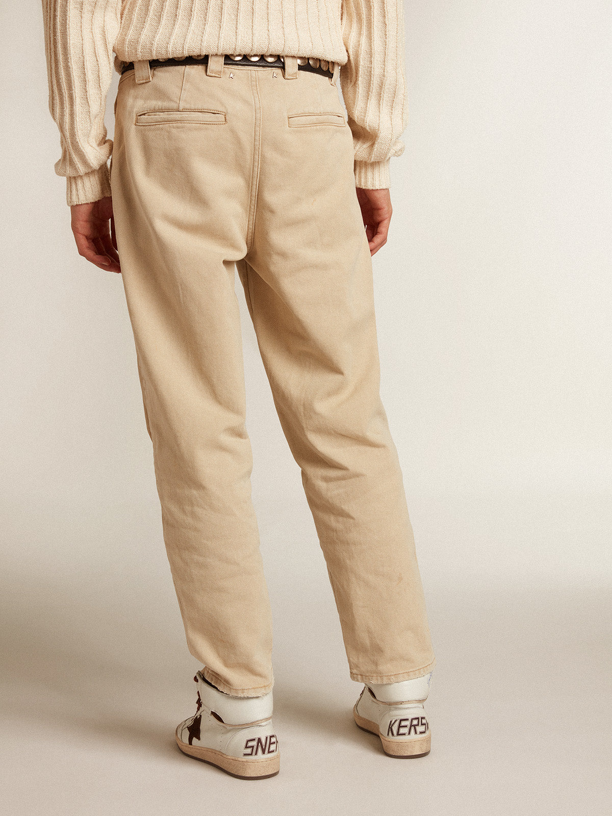 Cotton pants in beige mix| Golden Goose
