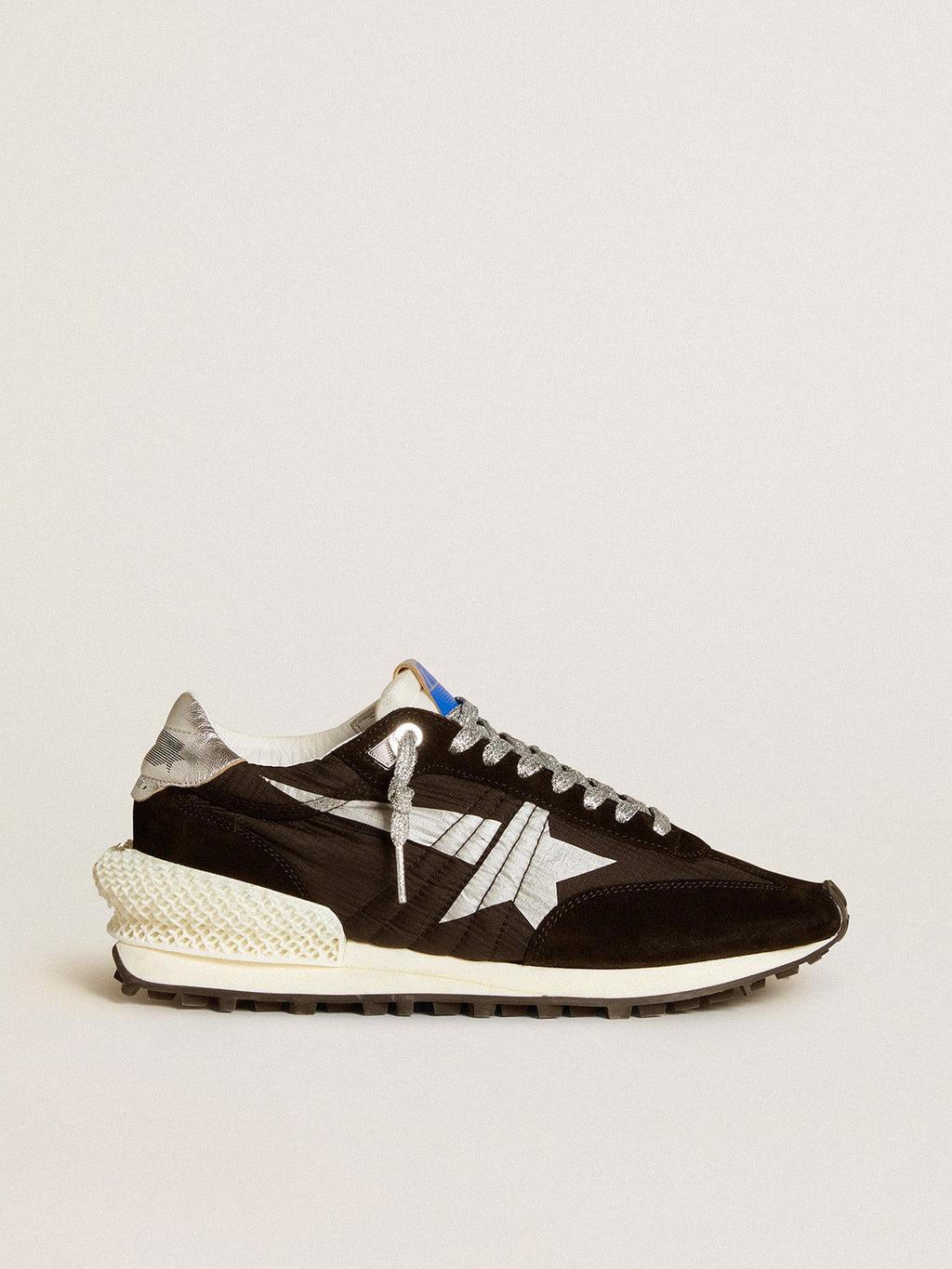 Women's Marathon with black ripstop nylon upper and silver star| Golden Goose