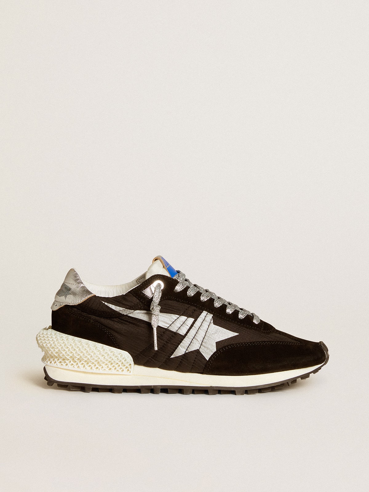 Women's Marathon with black ripstop nylon upper and silver star| Golden Goose