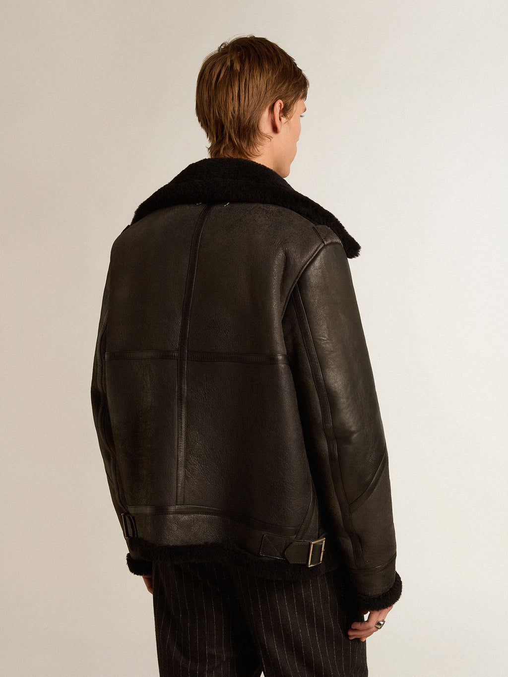 Black sheepskin jacket| Golden Goose