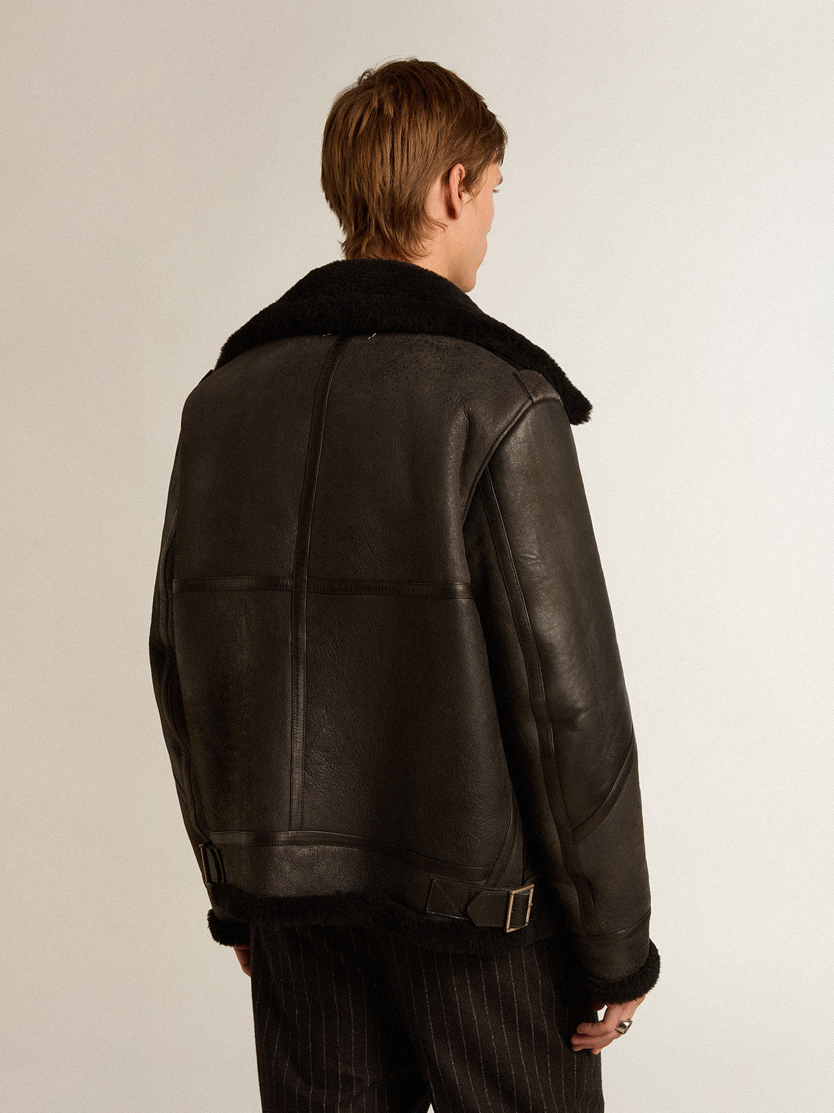 Black sheepskin jacket| Golden Goose