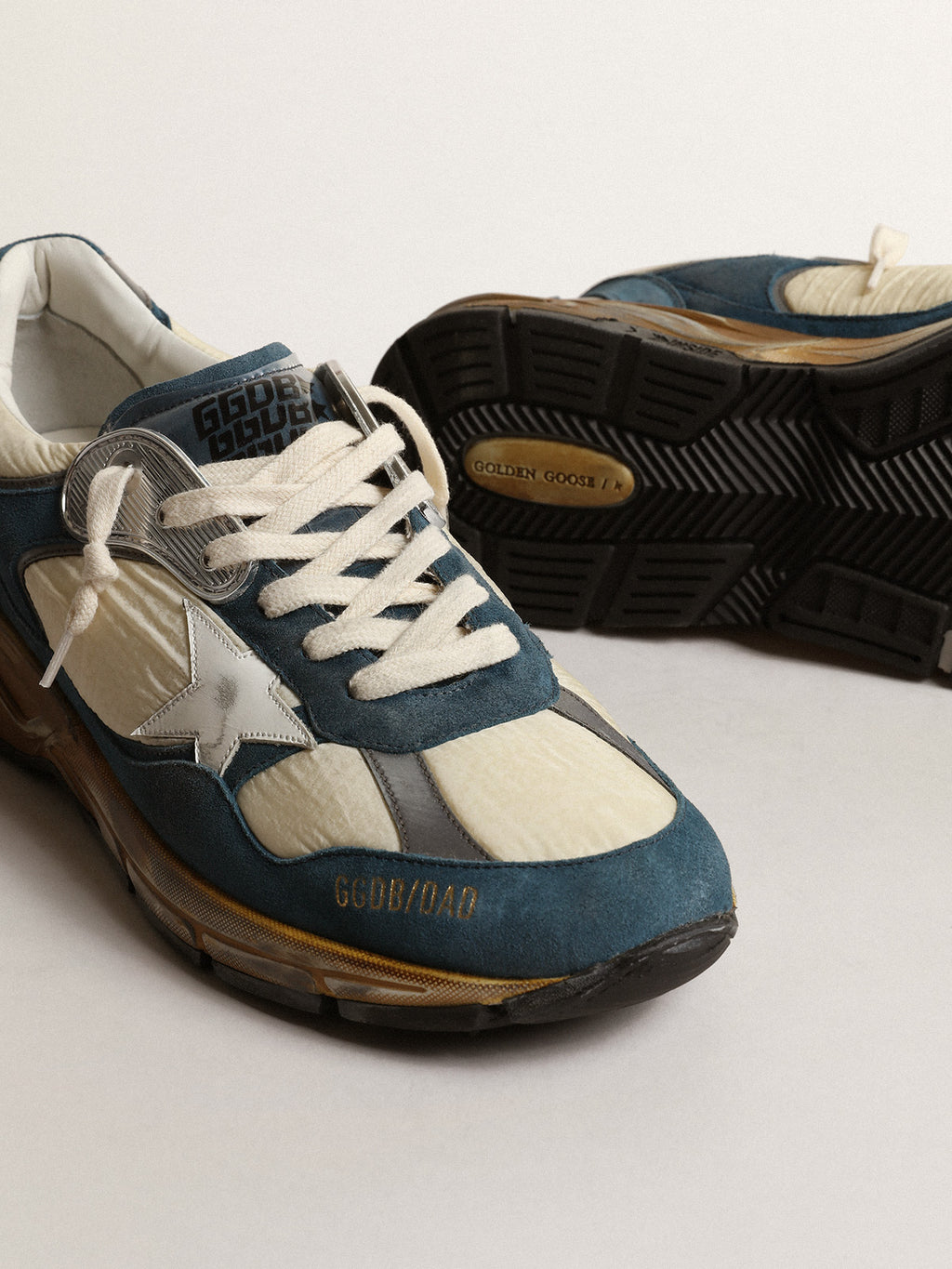 Men's Dad-Star in petrol-blue suede with white leather star| Golden Goose