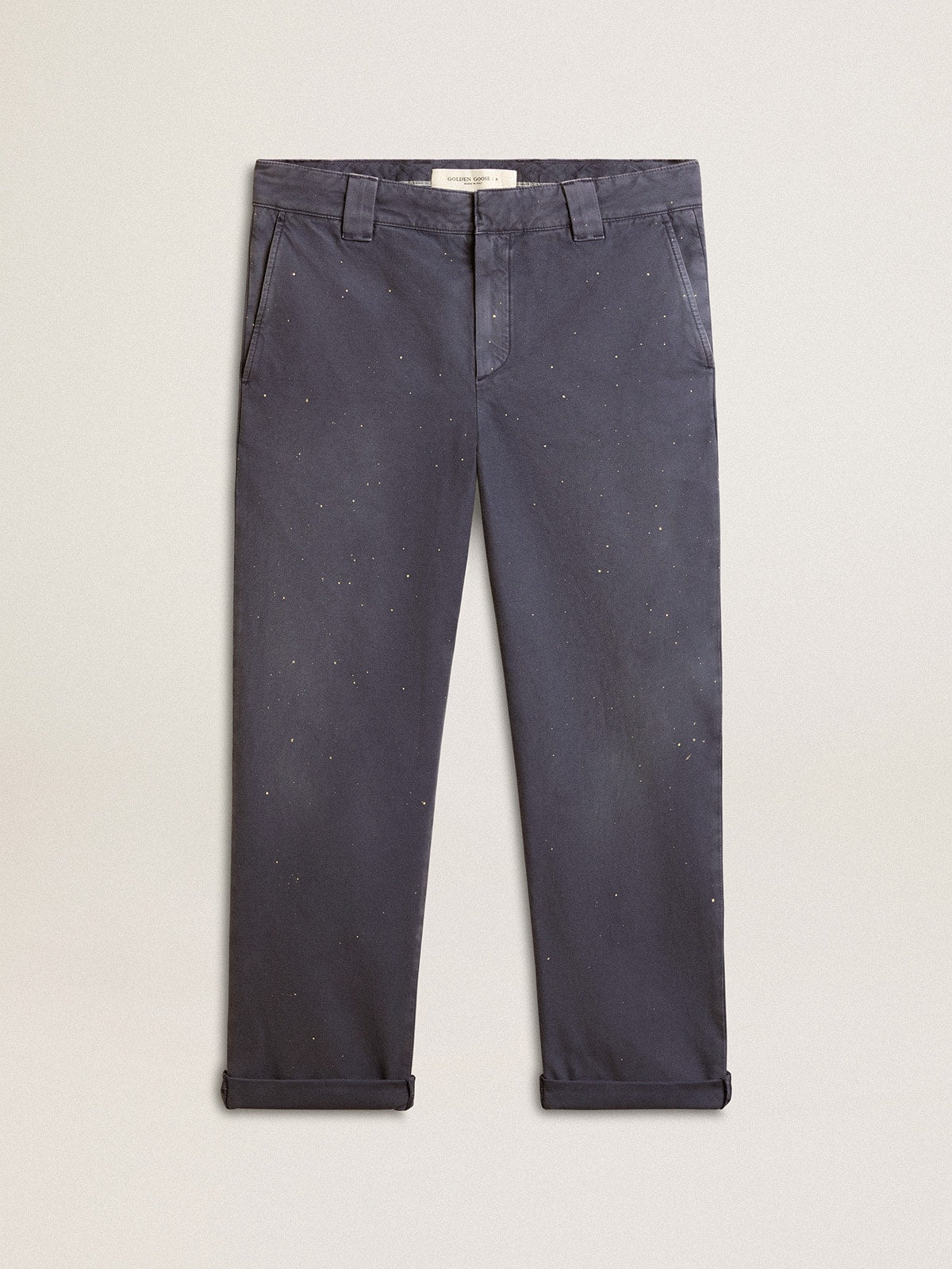 Men's chinos in blue with a lived-in effect| Golden Goose