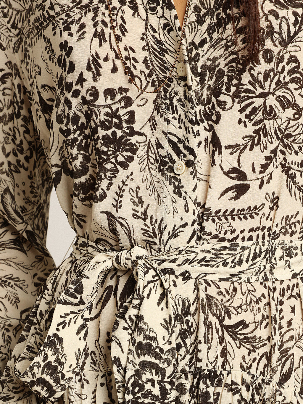 White dress with black toile de jouy print| Golden Goose