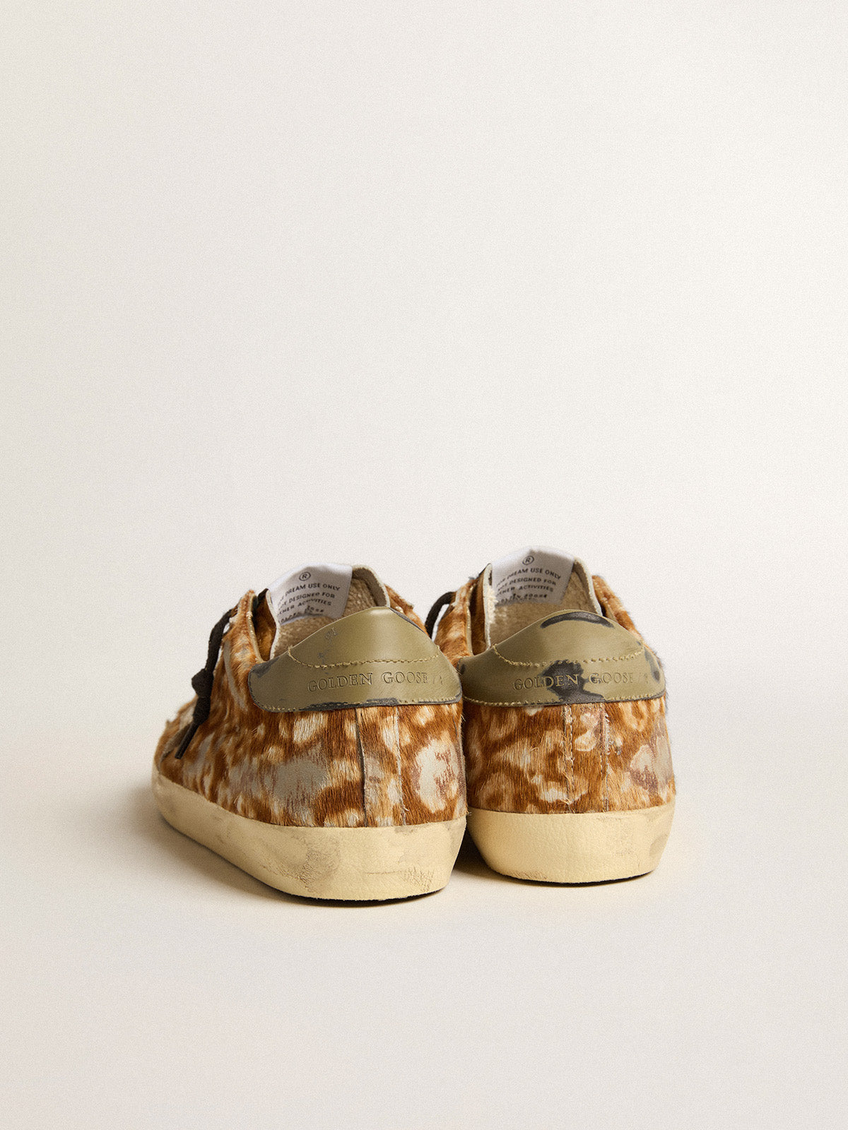 Men's Super-Star LAB in leopard pony skin with gold star and gray heel tab| Golden Goose