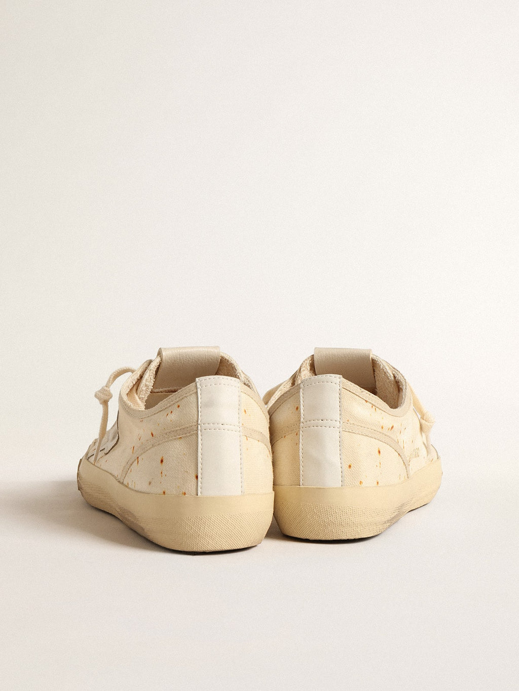 Men's V-Star LAB in canvas with leather star and rust-colored marks| Golden Goose
