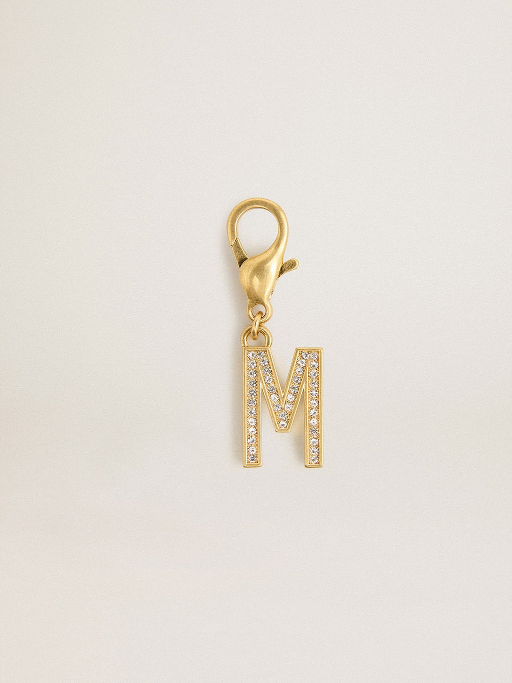 Letter M charm in gold-colored brass with crystals| Golden Goose