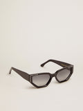 Sunglasses rectangular model with black frame and crystals| Golden Goose