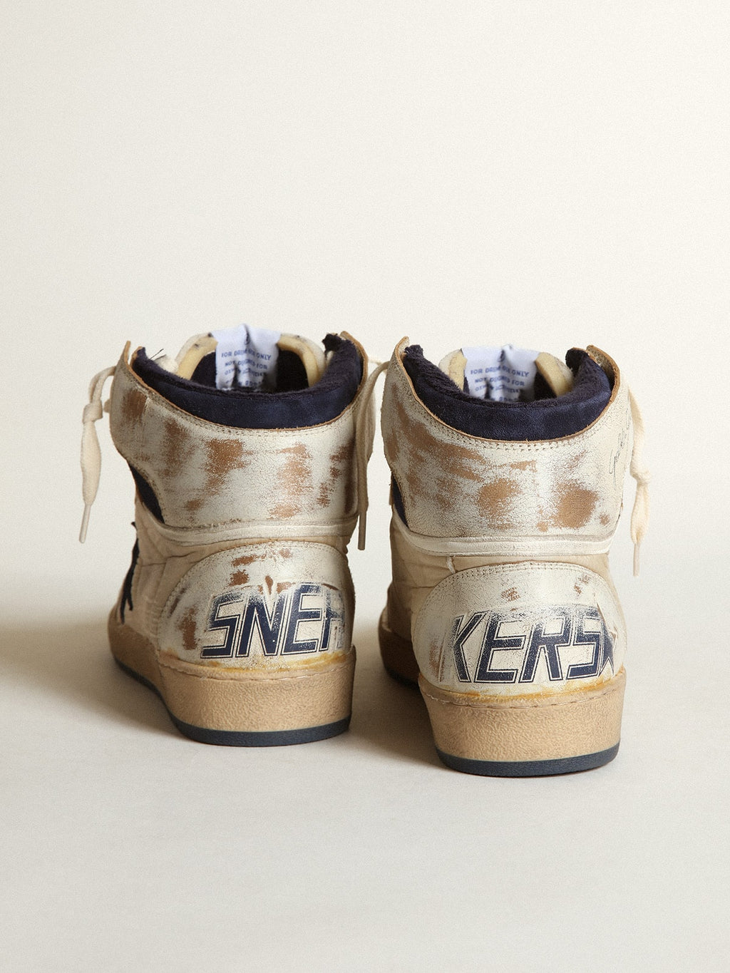 Men's Sky-Star in cream-colored nylon and leather with blue suede star| Golden Goose