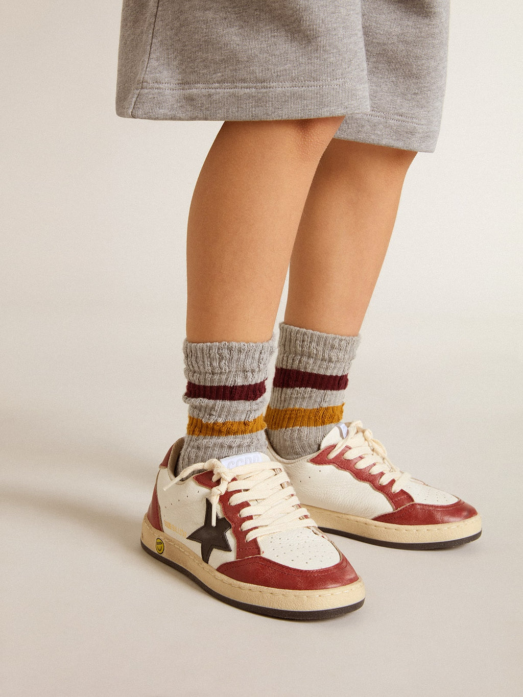 Ball Star Young in nappa with black star and red leather inserts| Golden Goose