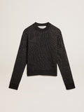 Round-neck sweater in merino wool with all-over crystals| Golden Goose