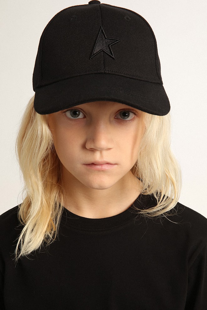 Kids' black baseball cap with star| Golden Goose