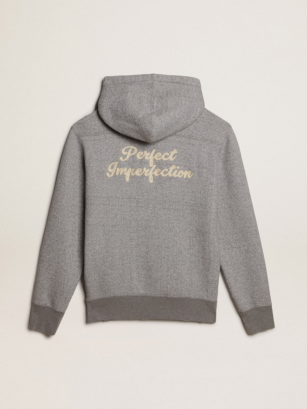 Gray melange cotton sweatshirt with hood| Golden Goose