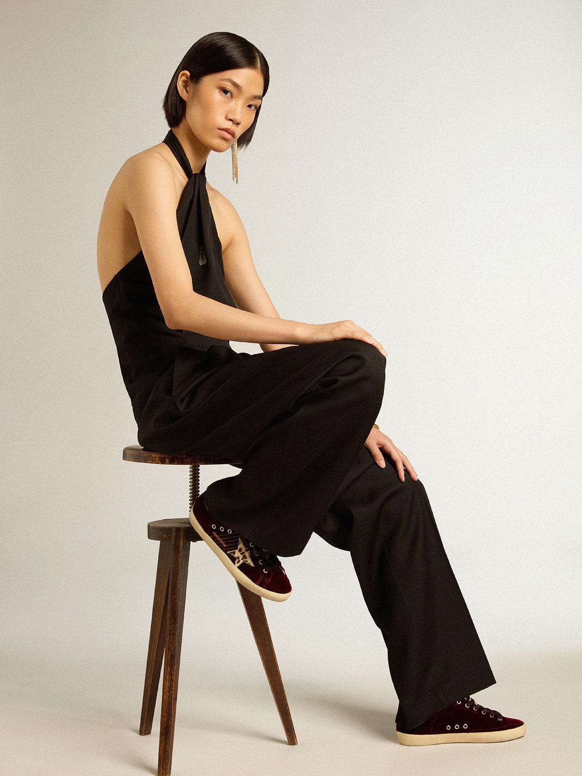 Women's Super-Star LTD in velvet with pony skin star and glitter tongue| Golden Goose