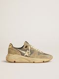 Running Sole in gray suede with white star and white heel tab| Golden Goose