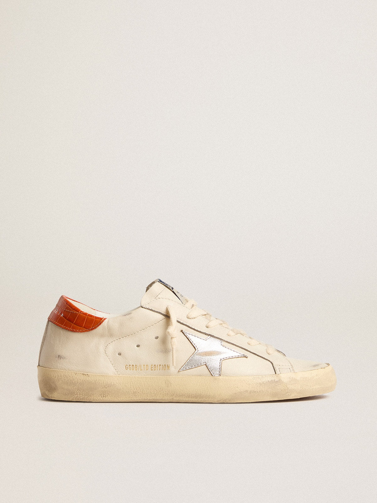 Super-Star LTD with silver leather star and croc-print leather heel tab| Golden Goose