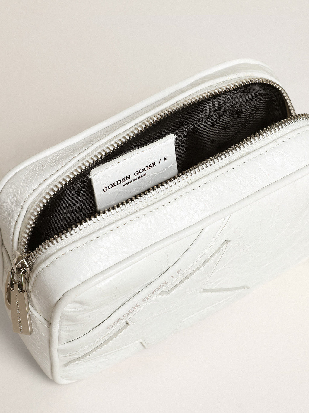 Women's Mini Star Bag in white glossy leather with tone-on-tone star| Golden Goose
