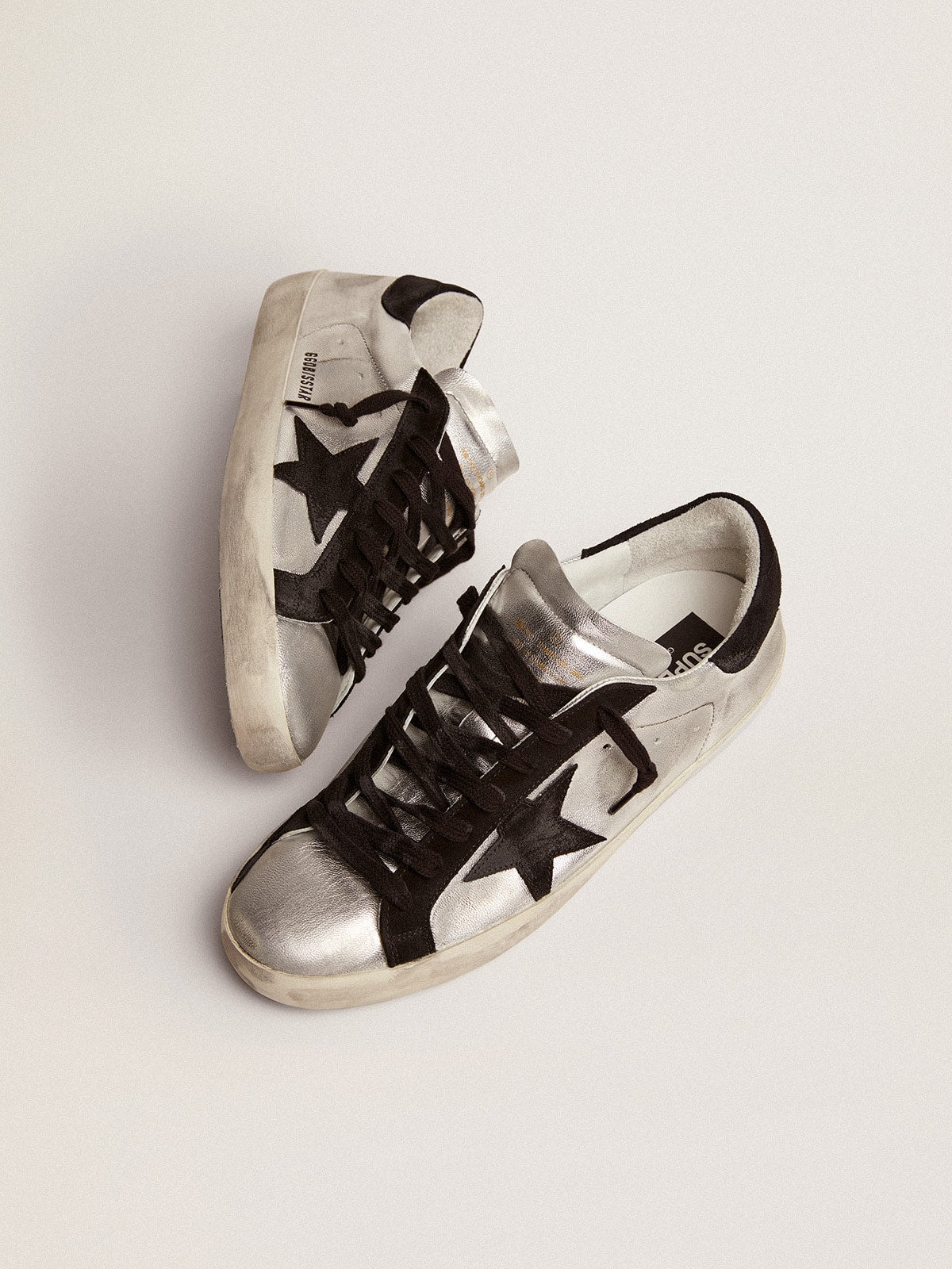Men's Super-Star in silver leather| Golden Goose