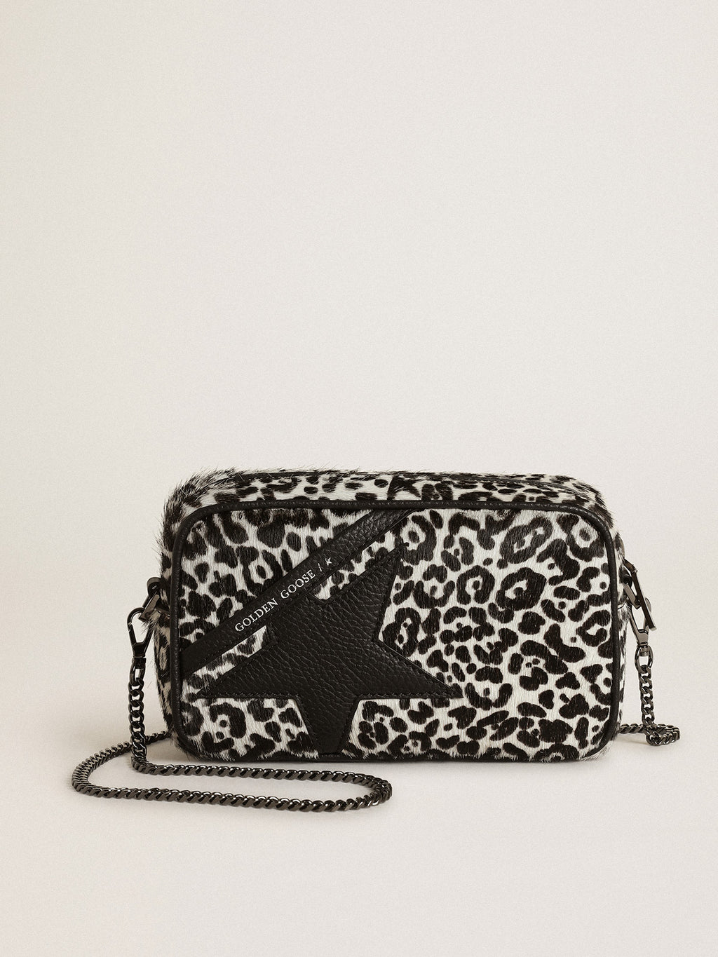 Women's Mini Star Bag in black and white leopard print pony skin| Golden Goose