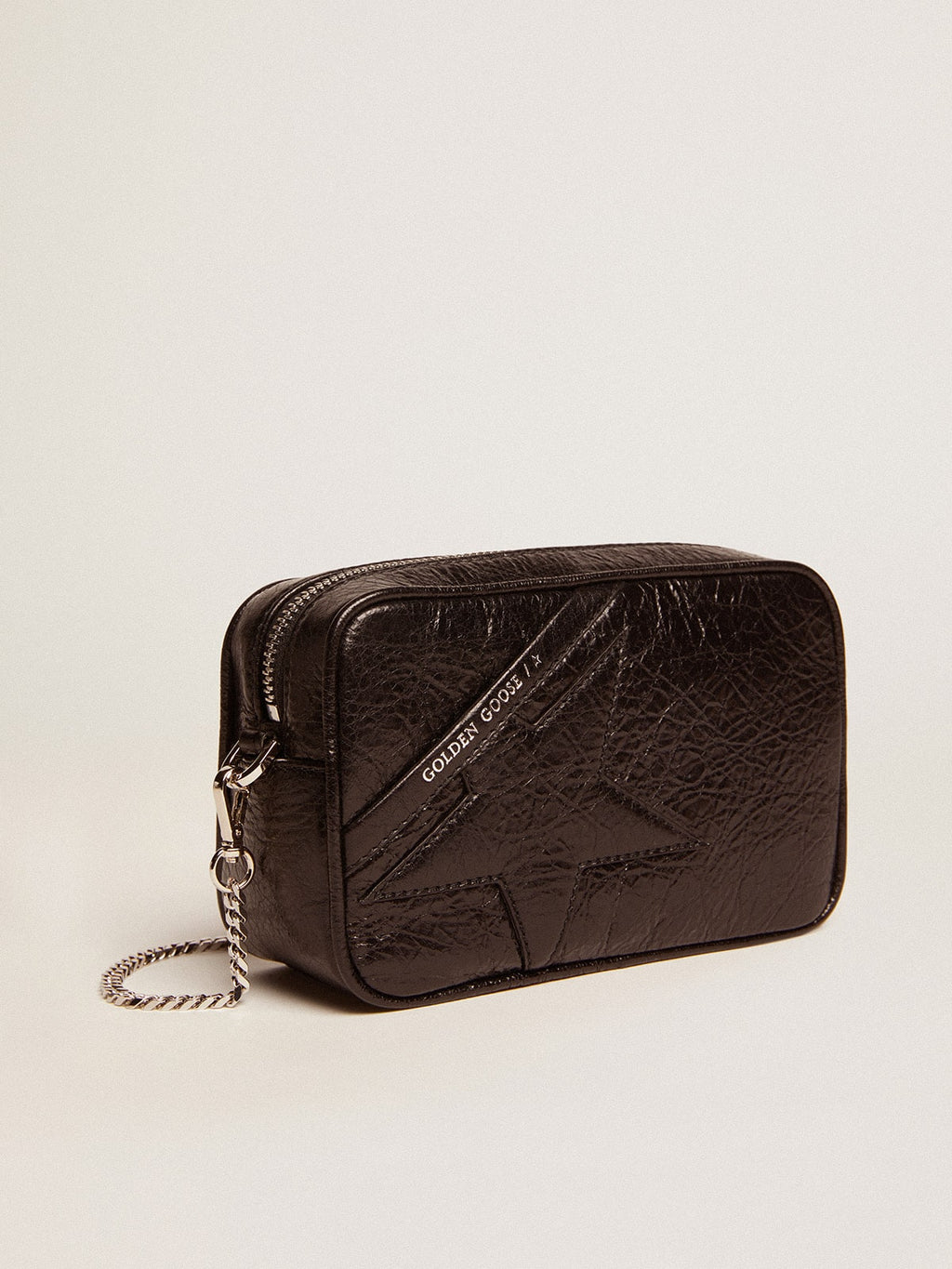 Women's Mini Star Bag in black glossy leather with tone-on-tone star| Golden Goose