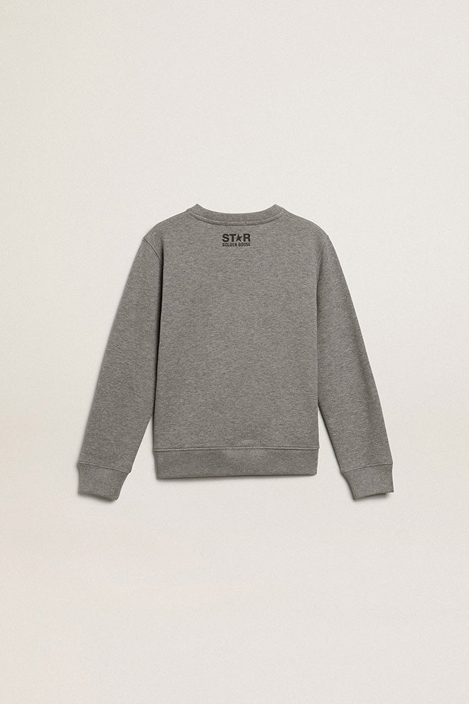 Boys' gray sweatshirt with black maxi star on the front| Golden Goose