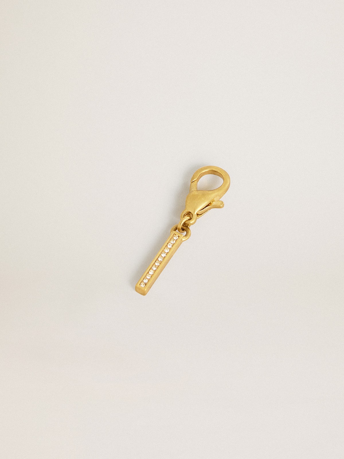 Letter I charm in gold-colored brass with crystals| Golden Goose