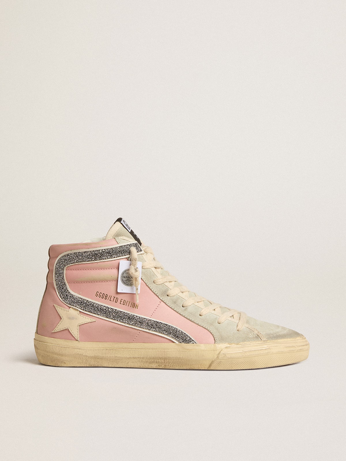 Pink Slide LTD with leather star and Swarovski crystal flash| Golden Goose