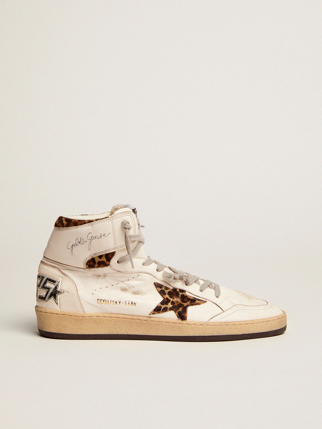 Women's Sky-Star high-top sneakers in leopard-print pony skin| Golden Goose