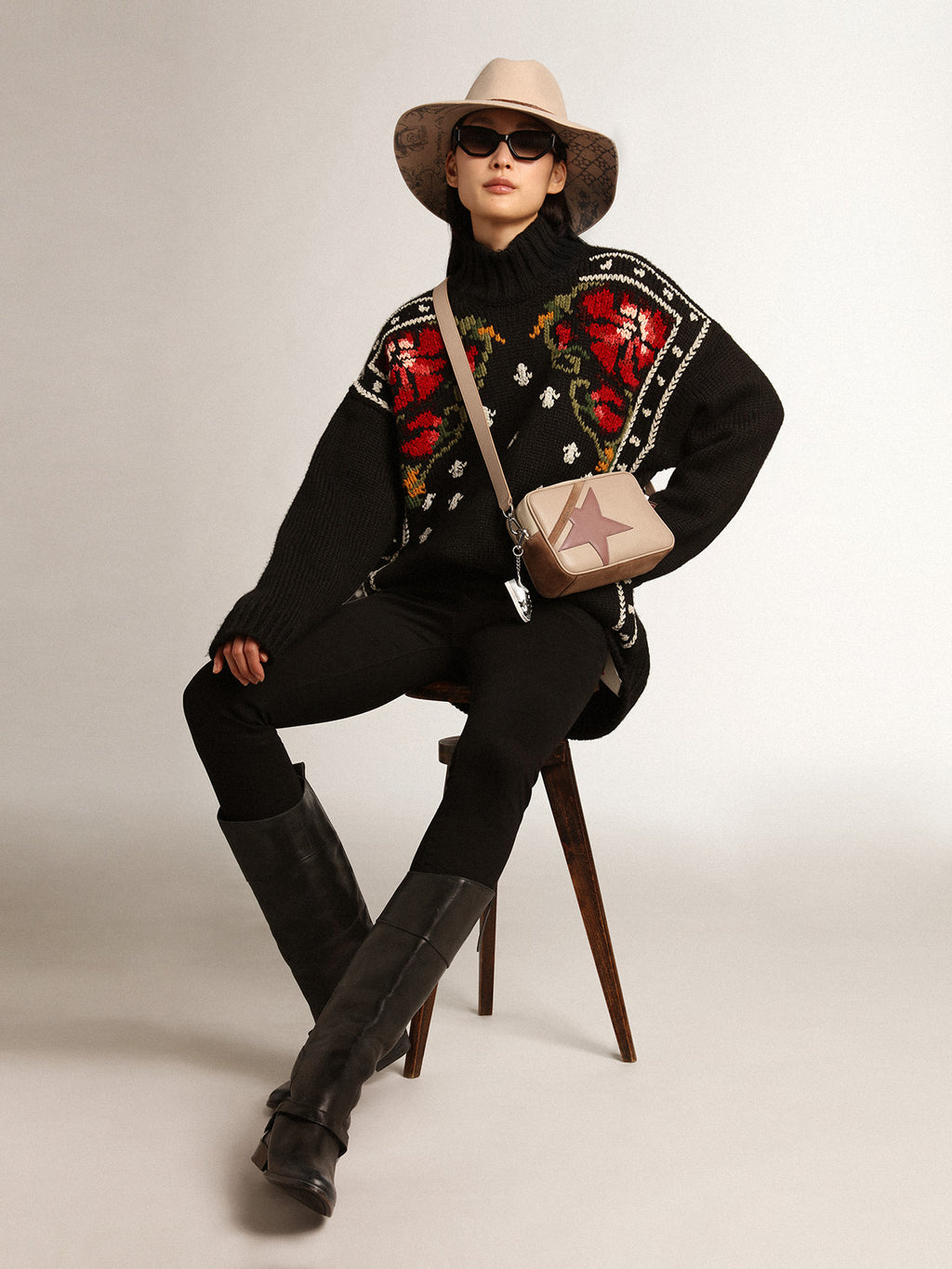 Journey Collection dove-gray Fedora hat with leather strap| Golden Goose
