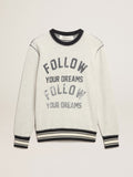 Gray round-neck sweatshirt with lettering| Golden Goose