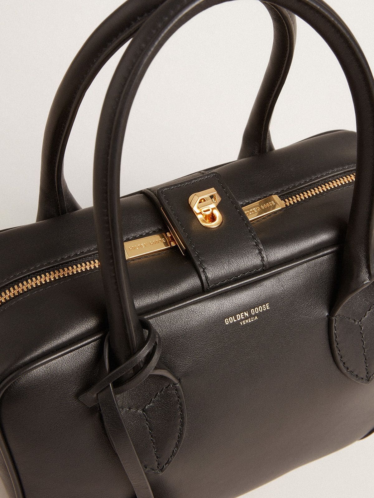 Vita Bag in smooth black leather with gold details| Golden Goose