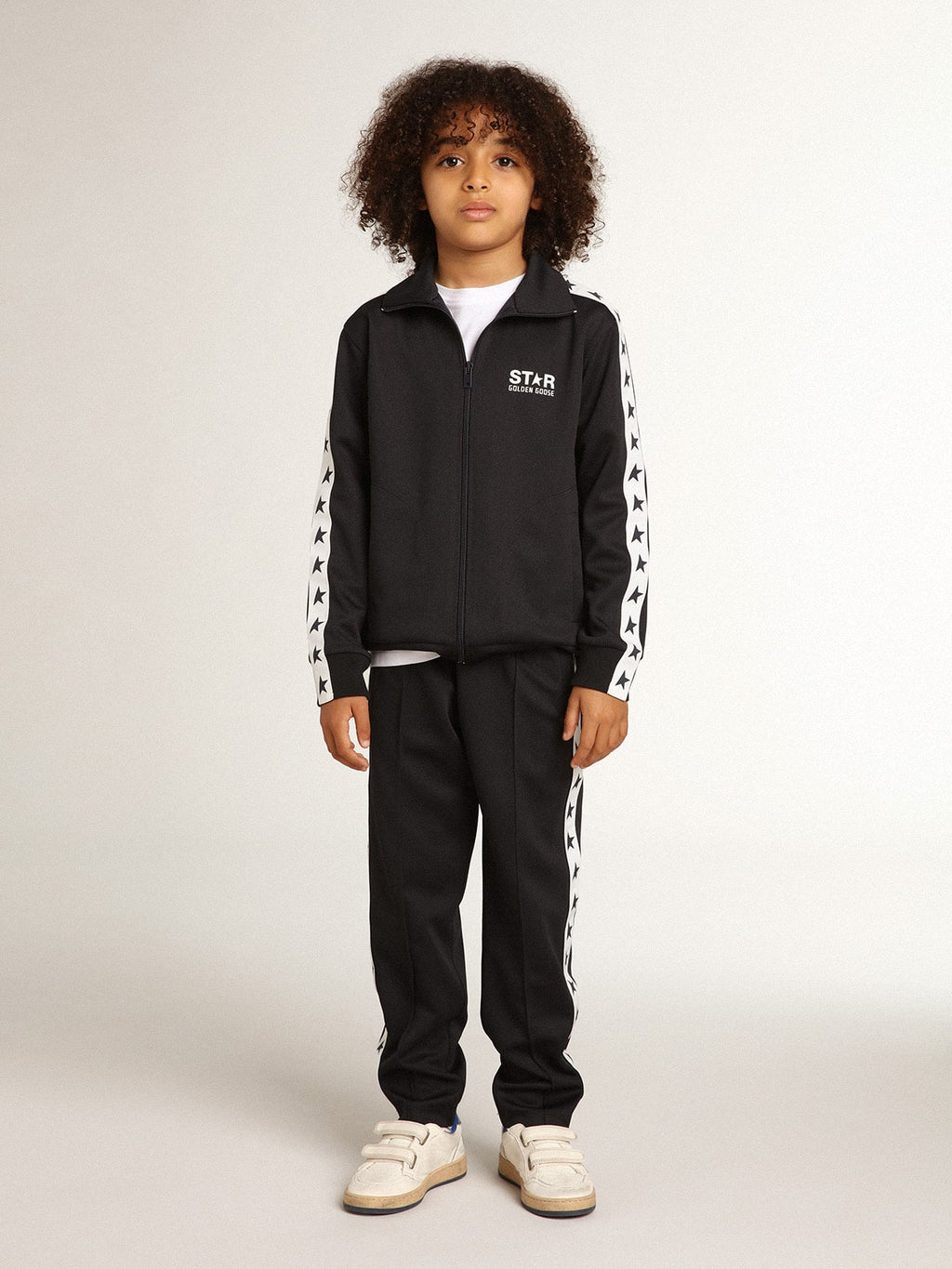 Dark blue joggers with white strip and contrasting stars| Golden Goose