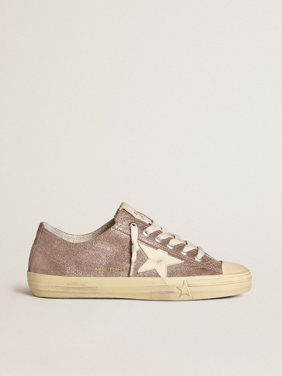 V-Star in light brown metallic suede with cream leather star| Golden Goose