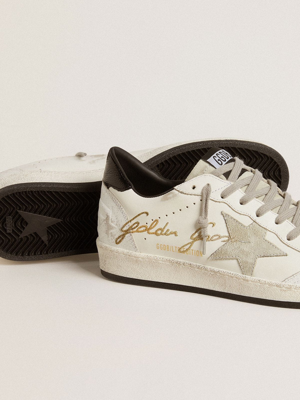 Men's Ball Star LTD with suede star and textured leather heel tab| Golden Goose