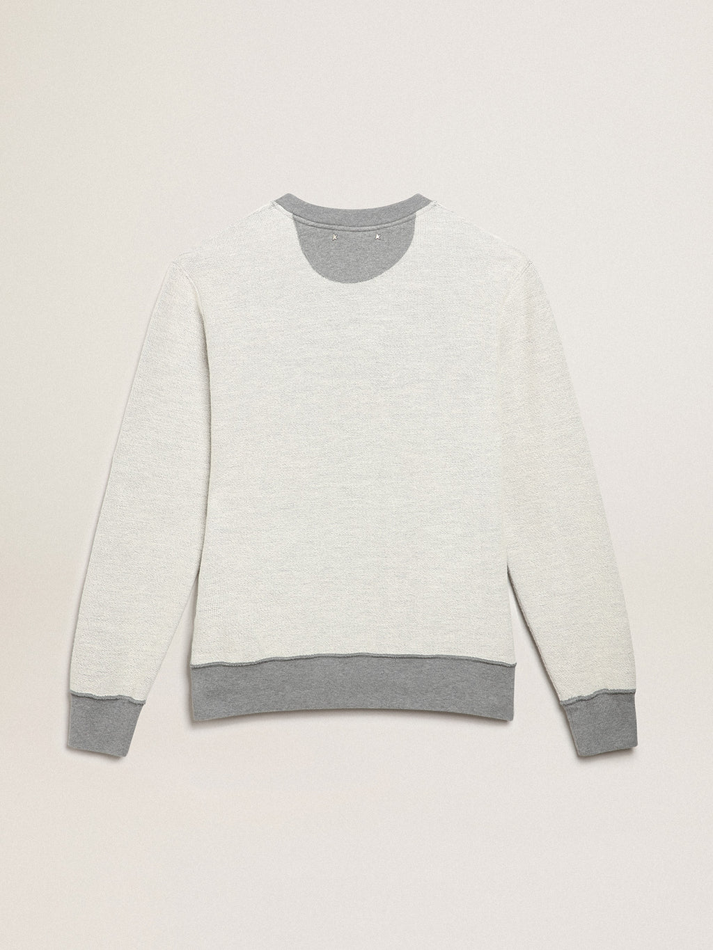 Men's mélange gray sweatshirt with green print| Golden Goose