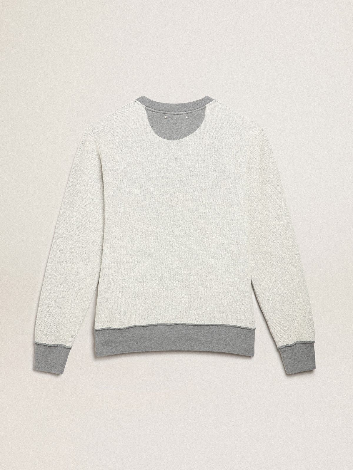 Men's mélange gray sweatshirt with green print| Golden Goose