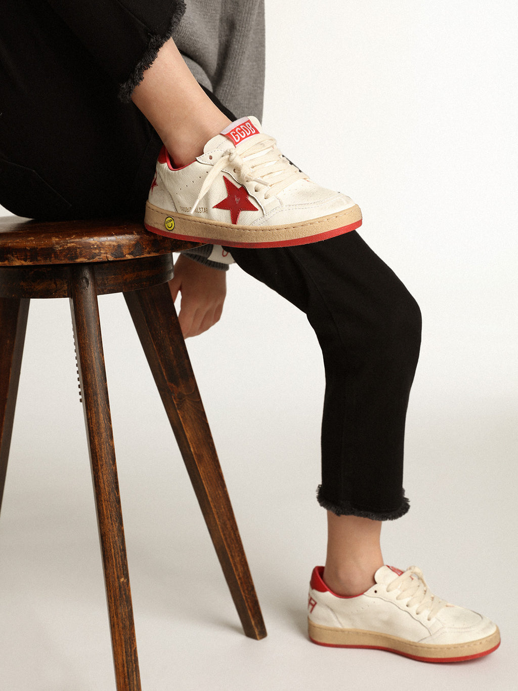 Ball Star Young in nappa with red leather star and heel tab| Golden Goose