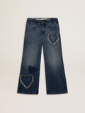 Girls' wide-leg jeans in blue denim| Golden Goose