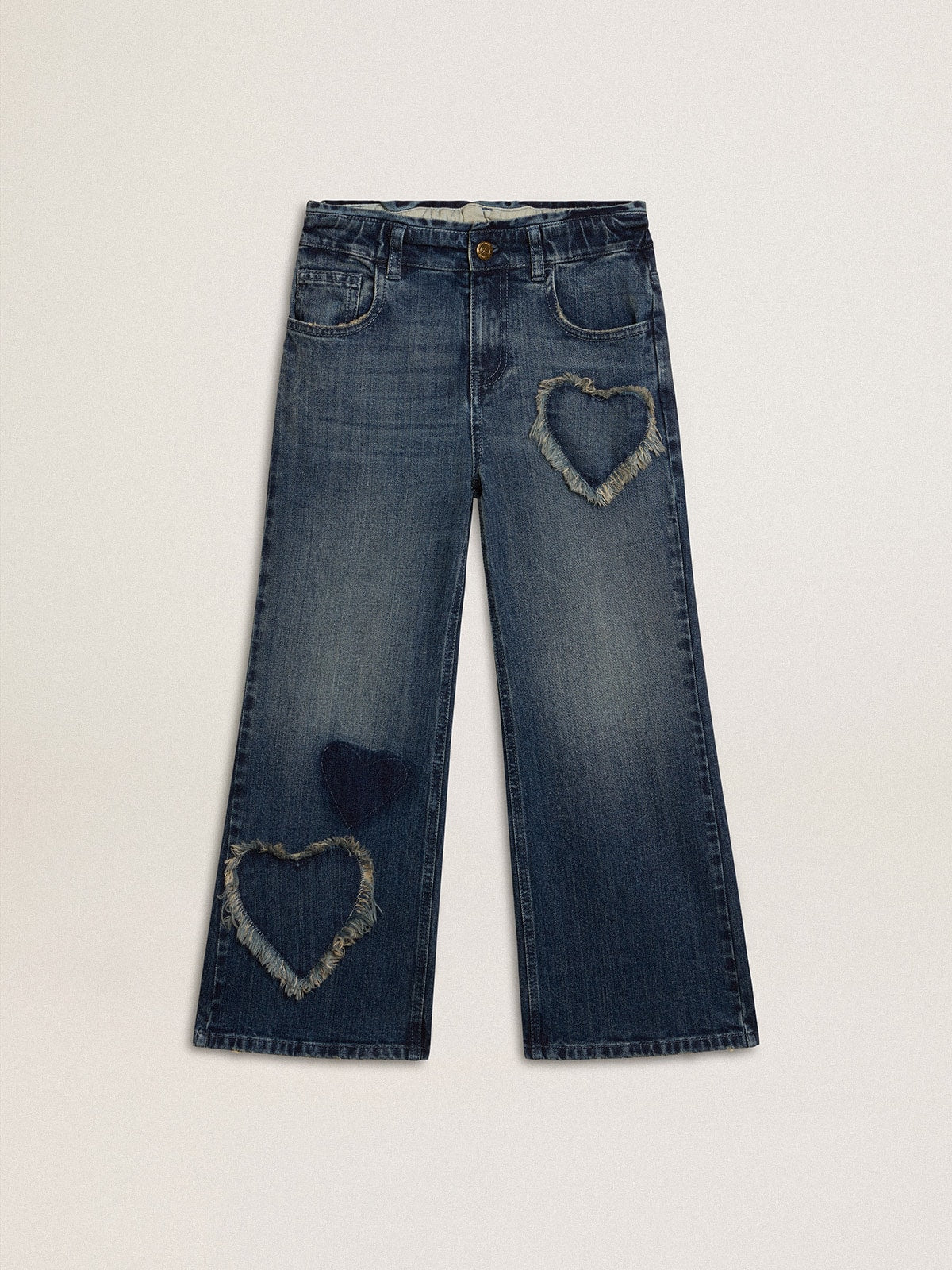 Girls' wide-leg jeans in blue denim| Golden Goose