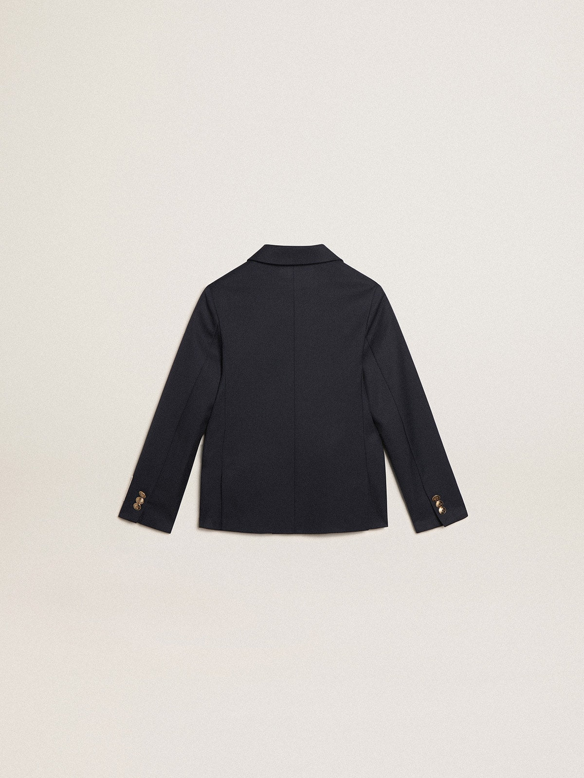 Boys' dark blue double-breasted buttoned blazer| Golden Goose