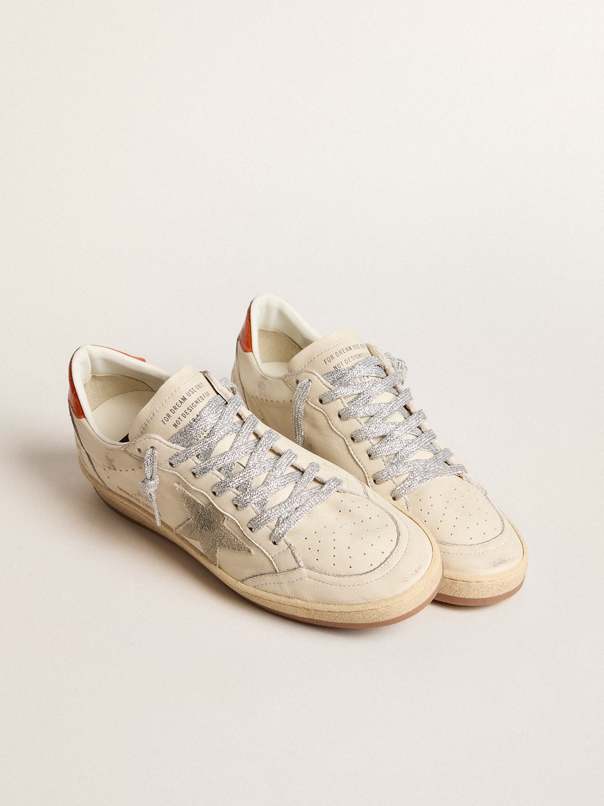 Women's Ball Star LTD with ice-gray suede star and orange heel tab| Golden Goose