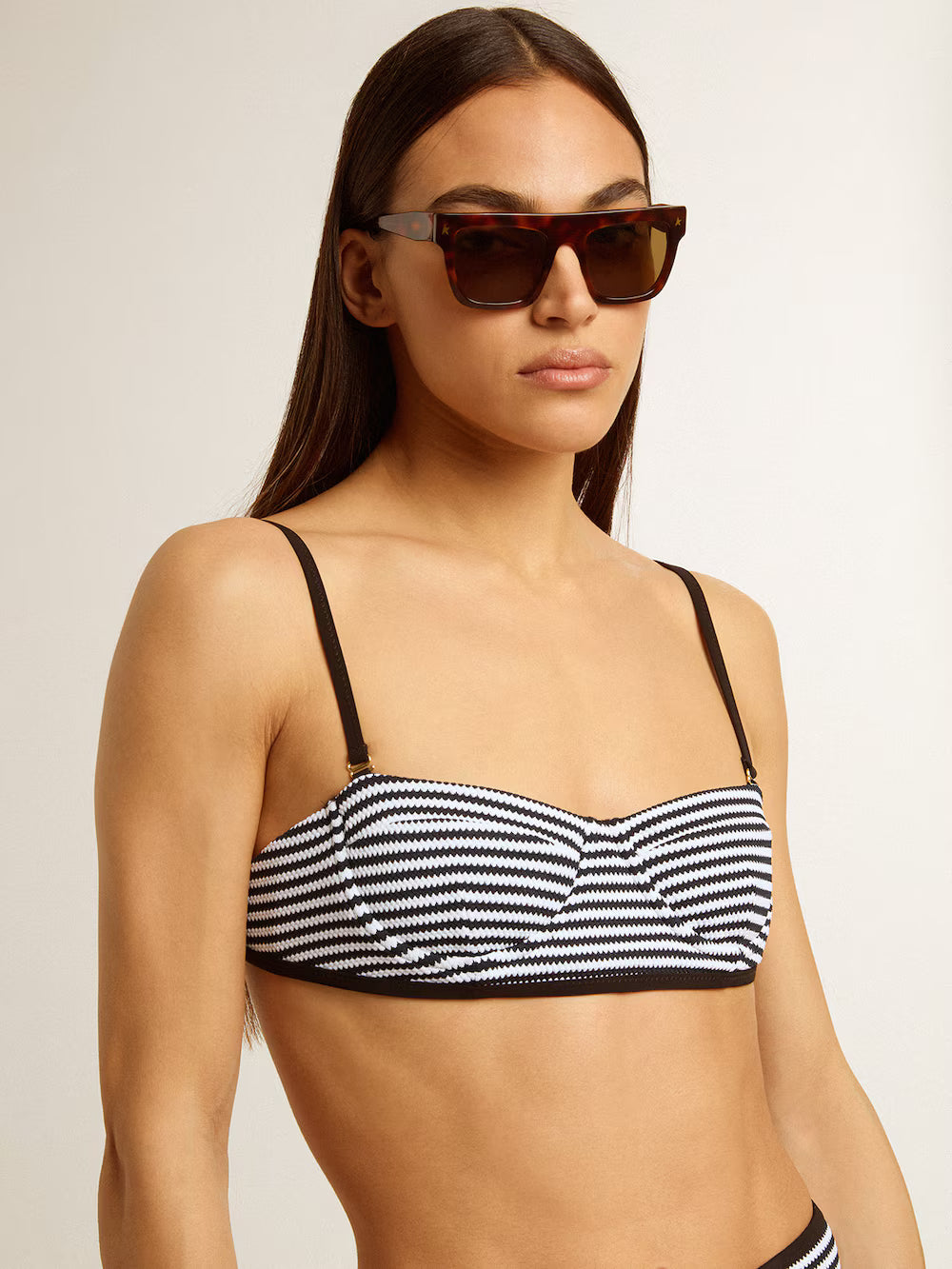 Balcony bikini with irregular stripes| Golden Goose